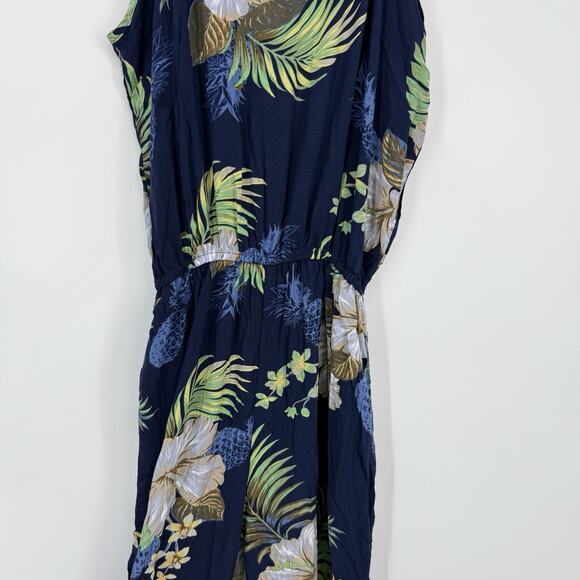 Hawaii Hangover Spaghetti Strap Jumpsuit Size Medium Blue Floral Rayon NEW - Picture 4 of 14
